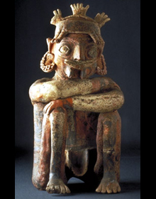 Ceramic seated male figure - West Mexican Cultures