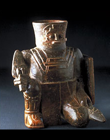 Ceramic kneeling warrior - Toltec