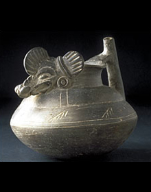 Ceramic vessel with bridge spout - Zapotec