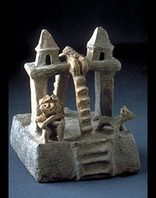 Ceramic representation of a temple scene - West Mexican Cultures