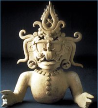 Ceramic bust of the Mayan sun god