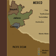 Regional map of West Mexico 