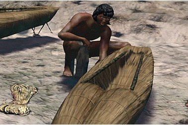 Computer generated image of a man working on a giant basket 