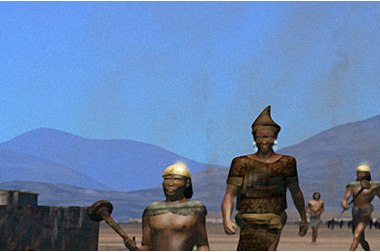 Computer generated image of two ancient soldiers