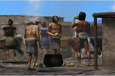 Computer generated image of a group of men