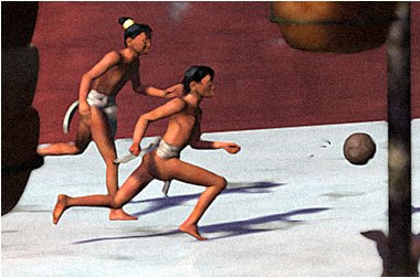 Computer generated image of boys playing a ball game
