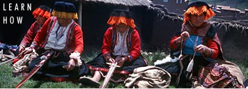 Women spinning and weaving