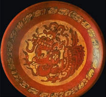 Maya ceramic plate with hieroglyphs